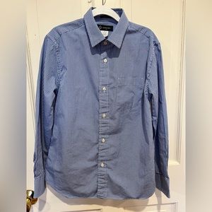 Crewcuts boys blue and white gingham button down